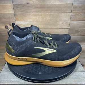 Brooks Womens 12 Shoes Levitate 4 Black Gold Victory Running Trainer NO INSOLES